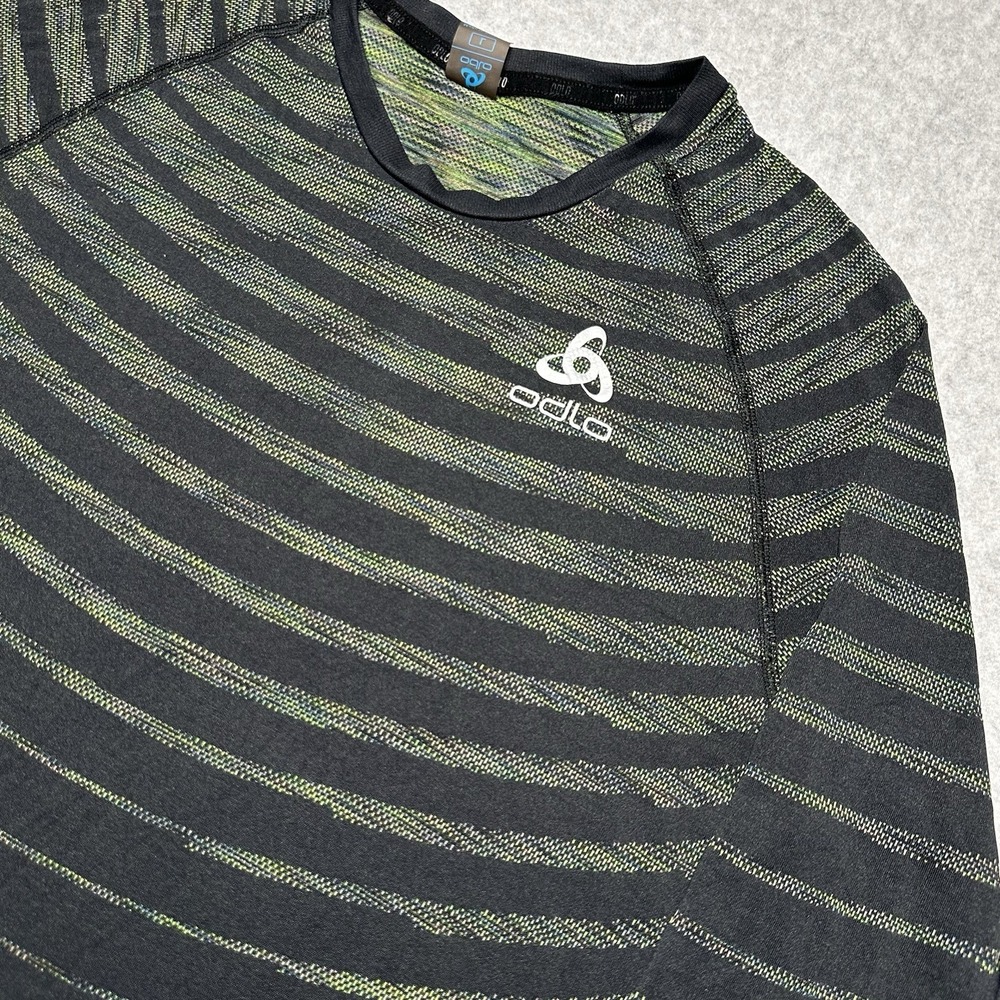 ODLO Base Layer Shirt Performance Light Fitted Long Sleeve Striped Men's sz L